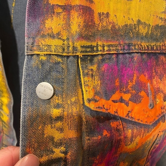 Beulah Custom Painted Pollock Oversized Denim Jean Jacket - Picture 6 of 8